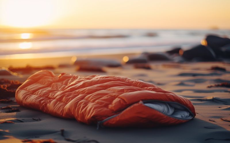 Mit Schlafsack am Strand schlafen