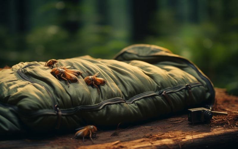 Schlafsack mit Insekten